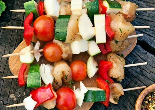 fish and vegetable skewers fish and vegetable skewers