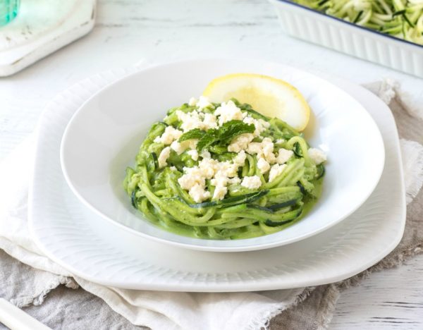 Zucchini Noodles with Feta and Mint Pesto Zucchini Noodles with Feta and Mint Pesto
