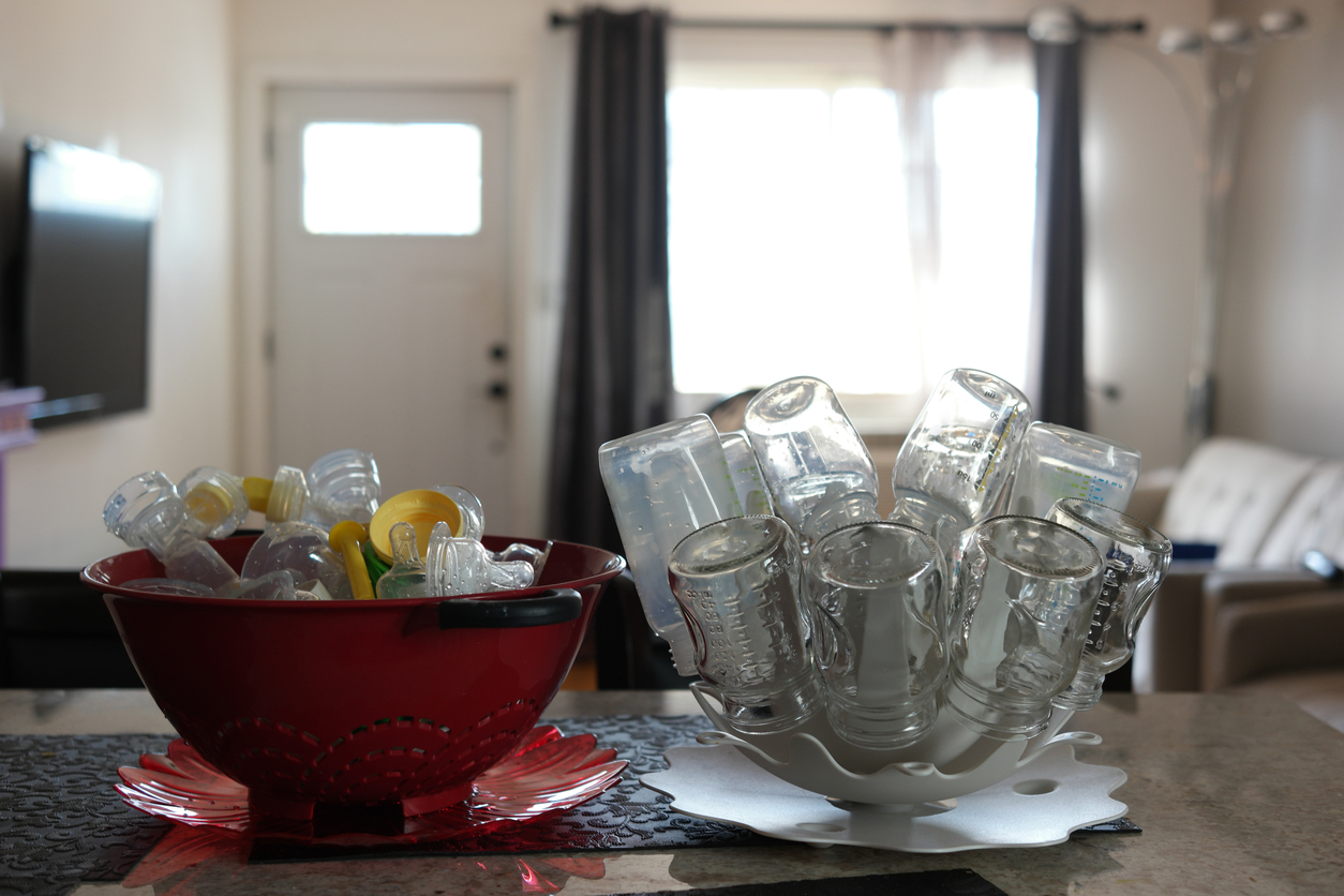 Baby bottles and breast pumping equipment.Baby bottles and breast pumping equipment.