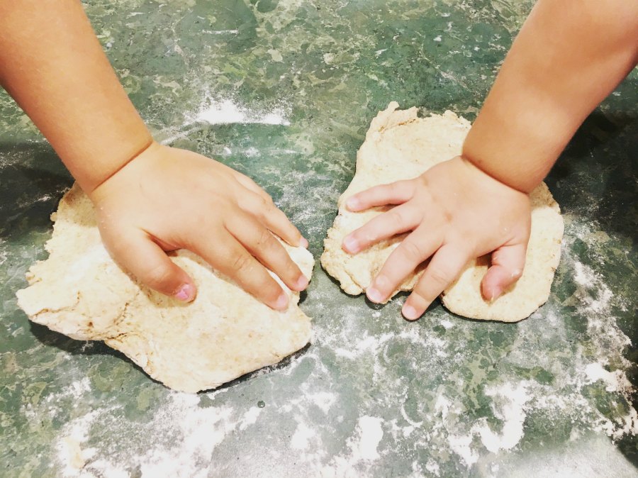 Kids Making Pizza Dough