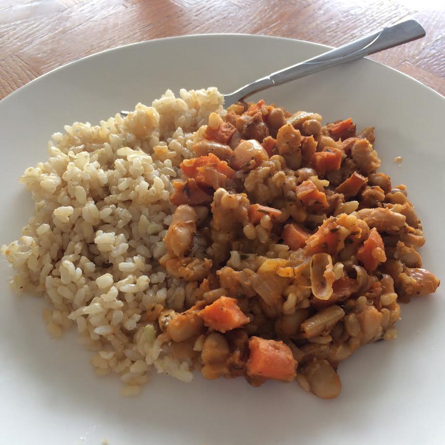 brown rice sweet potatoes peas parmesan