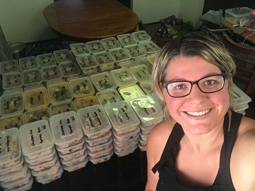 This mum made 250 meals and donated them to mums in her community Nikola in front of her meal prep