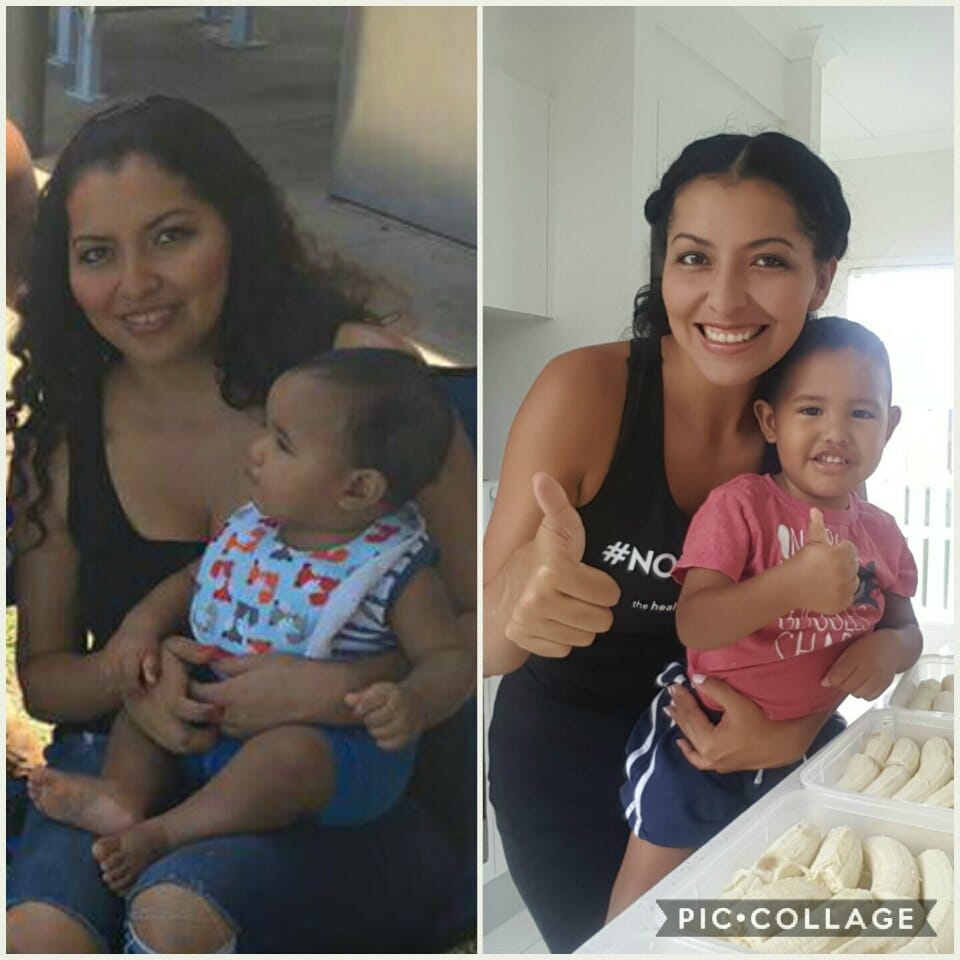 "I have my dietician and personal trainer with me in my pocket" Mum who has lost 12kg says Tatiana with her son before and after