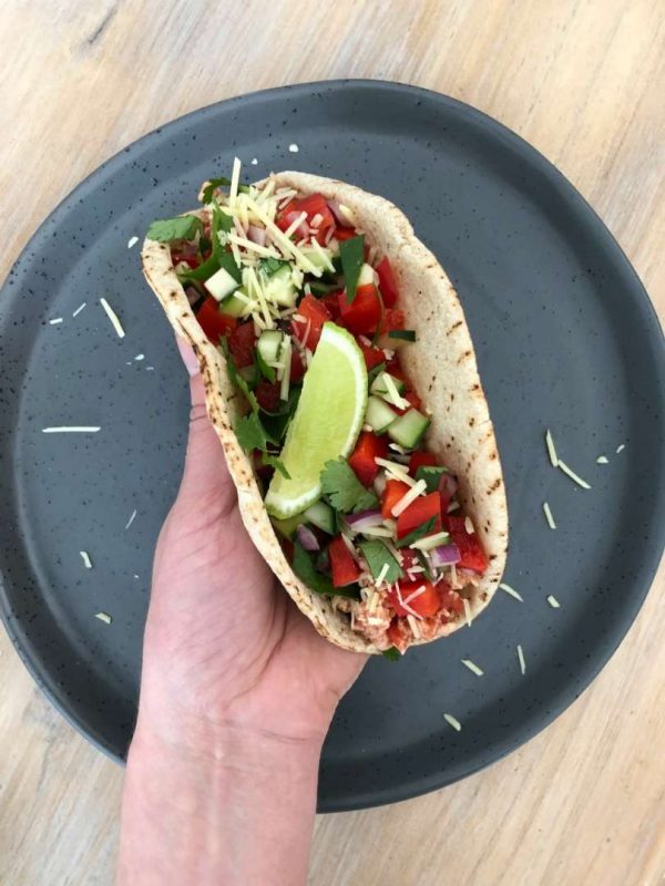 Mexican Inspired Shredded Chicken Pita Taco Mexican Inspired Shredded Chicken Pita Taco