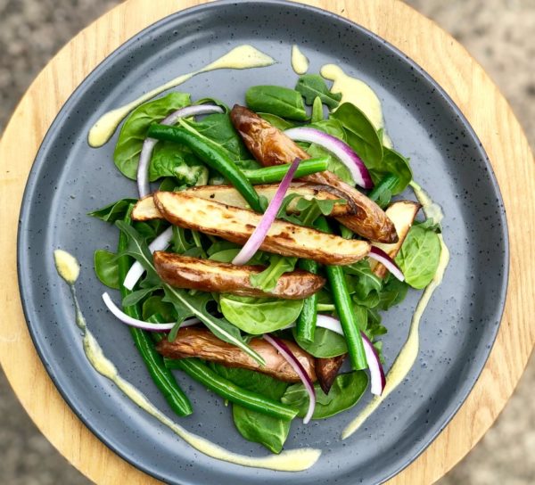 Vegan friendly roast potato and green bean salad with Dijon dressing Vegan friendly roast potato and green bean salad with Dijon dressing